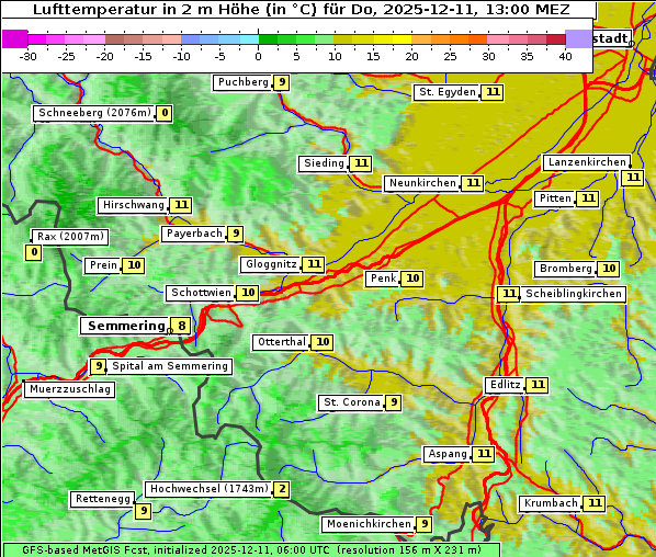 Temperatur, 11. 12. 2025