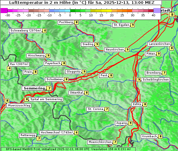 Temperatur, 13. 12. 2025