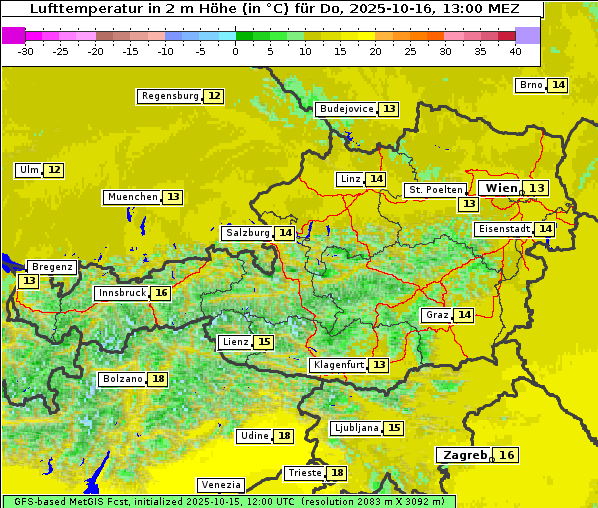 Temperatur, 16. 10. 2025