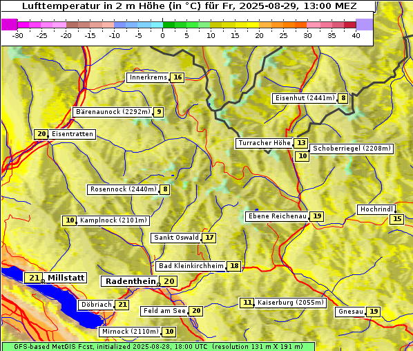 Temperatur, 29. 8. 2025