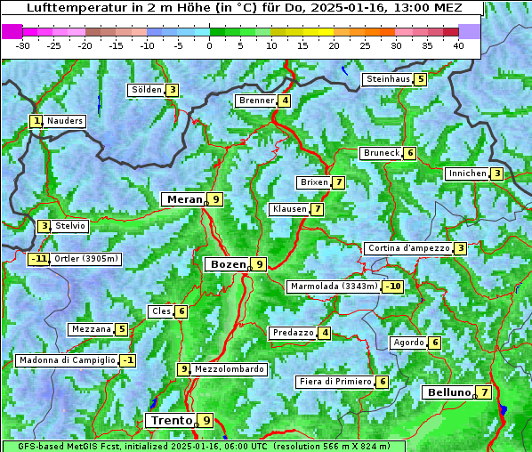 Temperatur, 16. 1. 2025