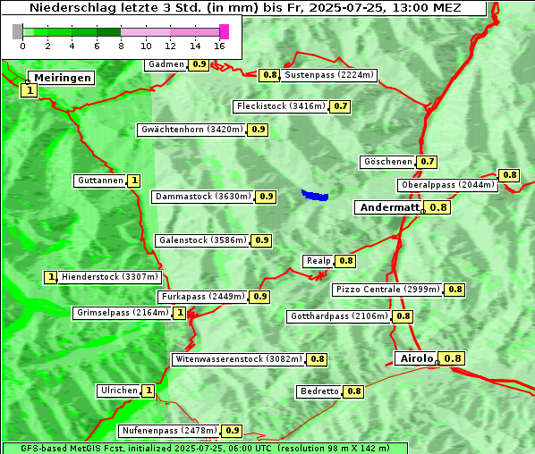 Niederschlag, 25. 7. 2025
