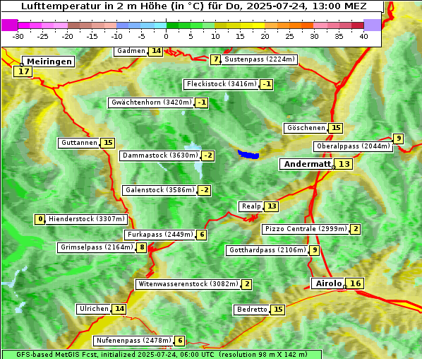 Temperatur, 24. 7. 2025