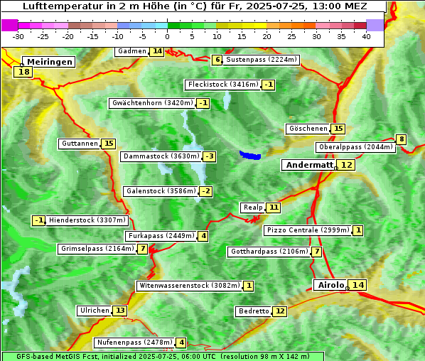 Temperatur, 25. 7. 2025