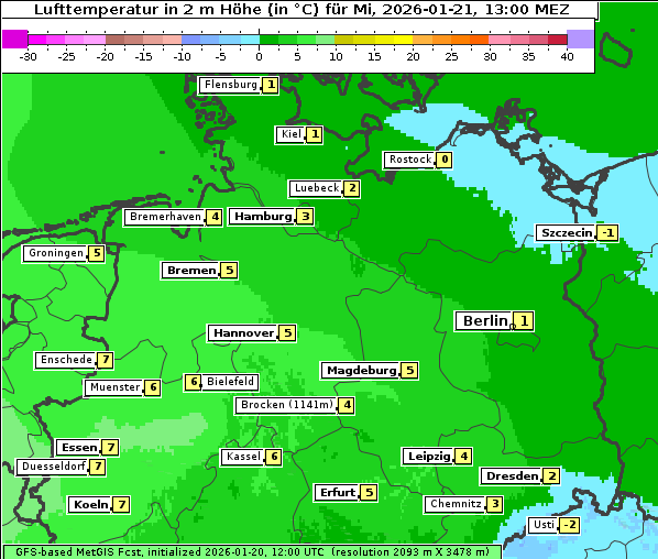 Temperatur, 21. 1. 2026