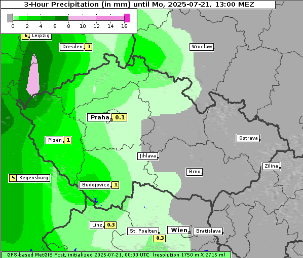 Niederschlag, 21. 7. 2025