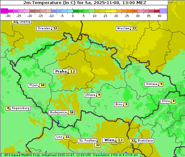 Temperatur, 8. 11. 2025