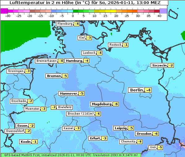 Temperatur, 11. 1. 2026
