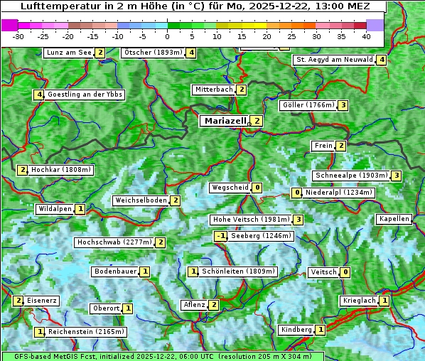 Temperatur, 22. 12. 2025