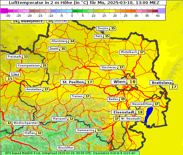 Temperatur, 10. 3. 2025