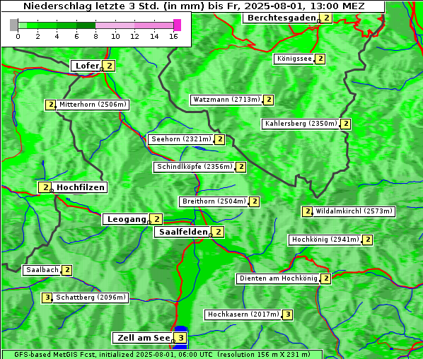 Niederschlag, 1. 8. 2025