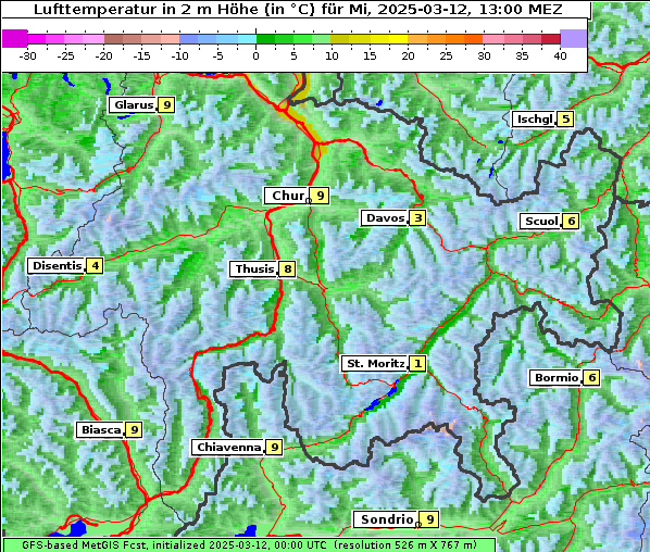 Temperatur, 12. 3. 2025