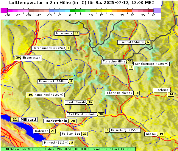 Temperatur, 12. 7. 2025