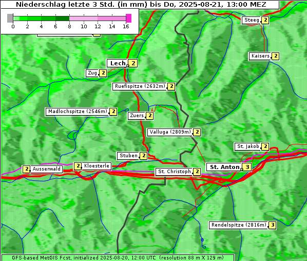 Niederschlag, 21. 8. 2025