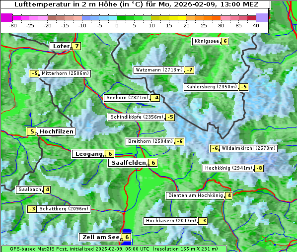 Temperatur, 9. 2. 2026