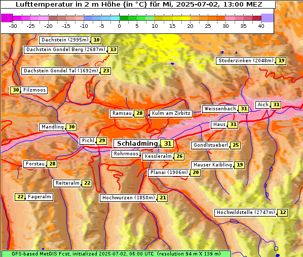 Temperatur, 2. 7. 2025