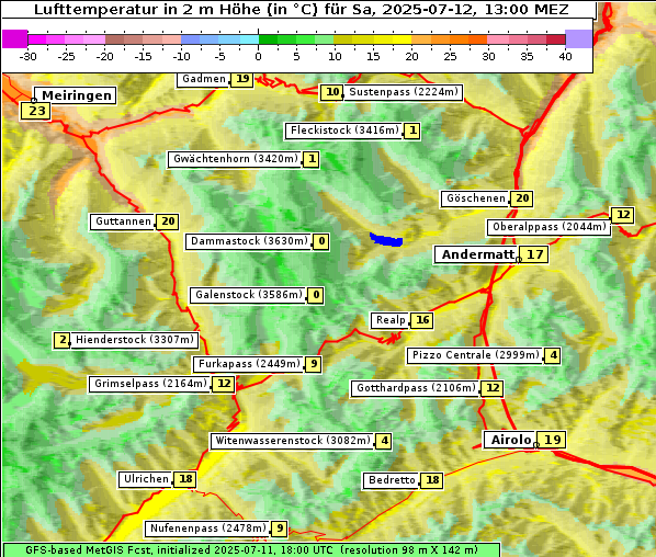Temperatur, 12. 7. 2025