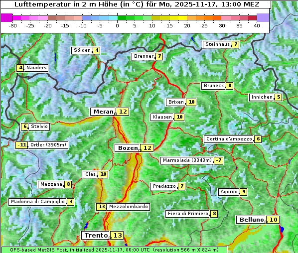 Temperatur, 17. 11. 2025