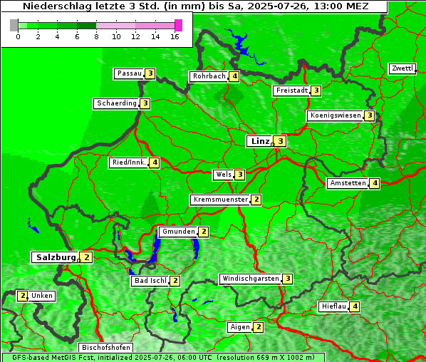 Niederschlag, 26. 7. 2025