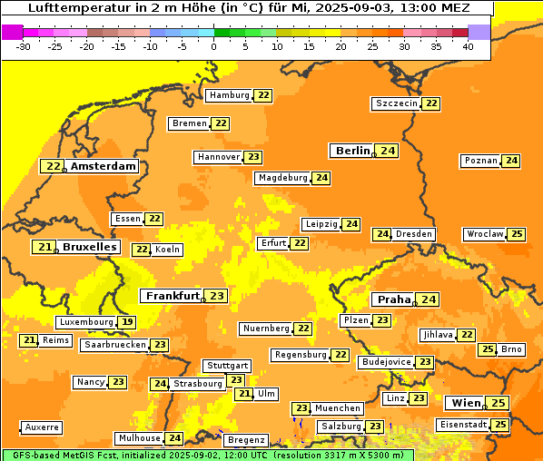 Temperatur, 3. 9. 2025