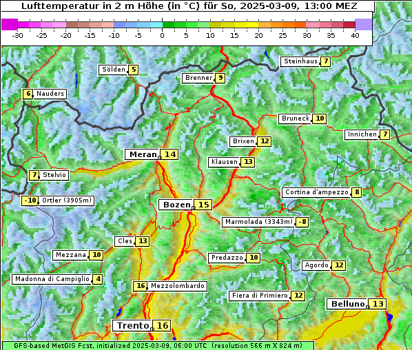 Temperatur, 9. 3. 2025