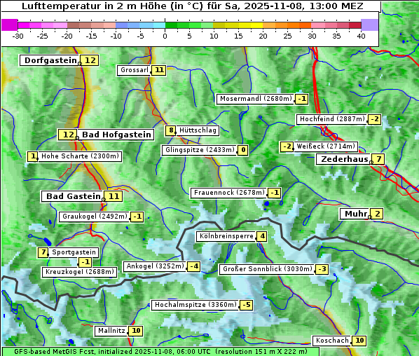 Temperatur, 8. 11. 2025