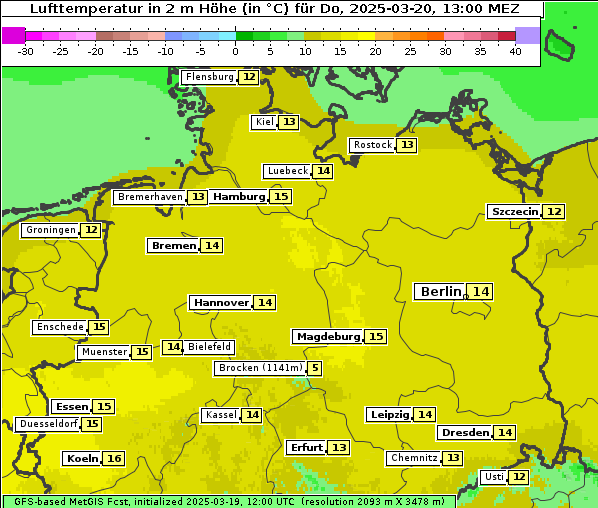 Temperatur, 20. 3. 2025