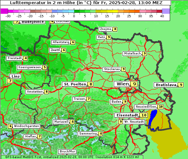 Temperatur, 28. 2. 2025