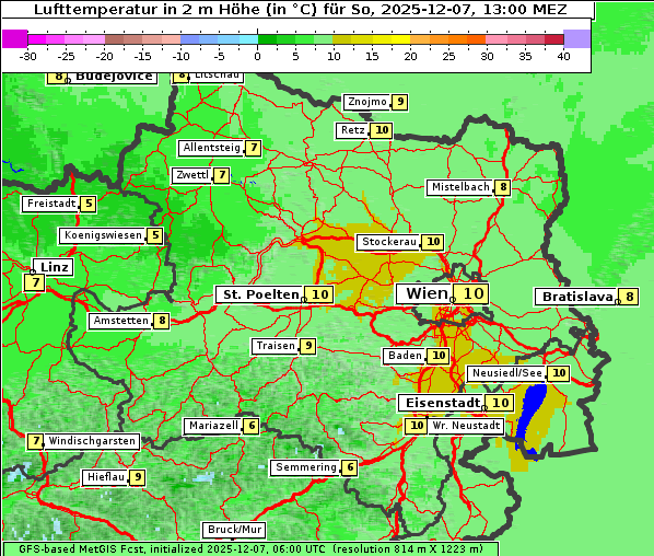 Temperatur, 7. 12. 2025
