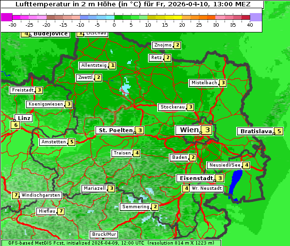 Temperatur, 10. 4. 2026