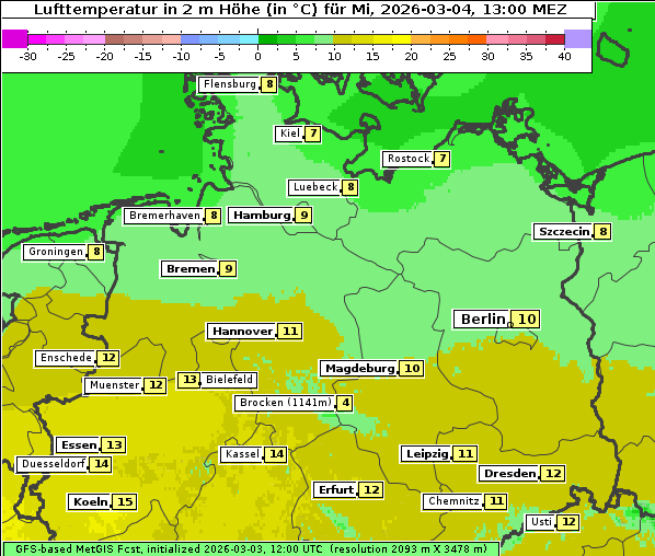 Temperatur, 4. 3. 2026