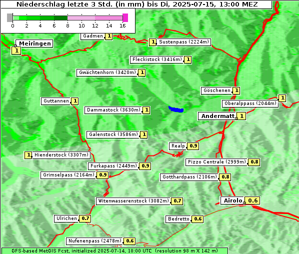 Niederschlag, 15. 7. 2025