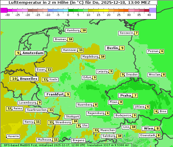 Temperatur, 18. 12. 2025