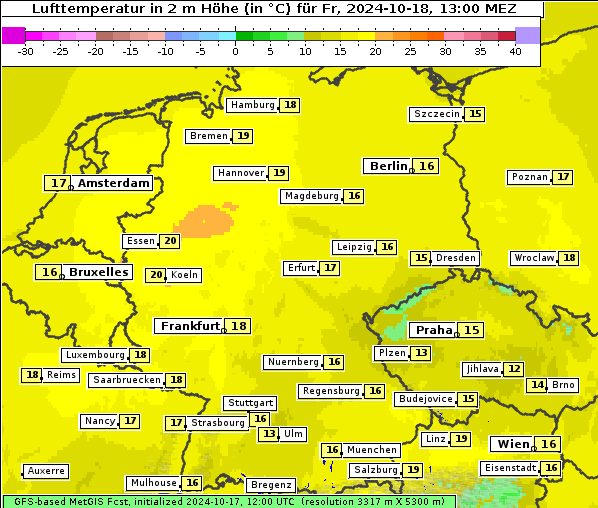 Temperatur, 18. 10. 2024