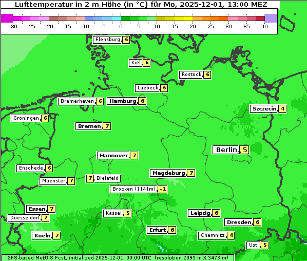 Temperatur, 1. 12. 2025