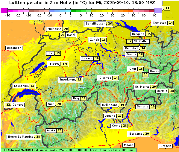 Temperatur, 10. 9. 2025
