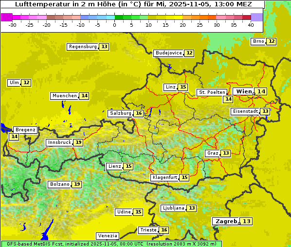 Temperatur, 5. 11. 2025