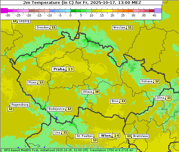 Temperatur, 17. 10. 2025