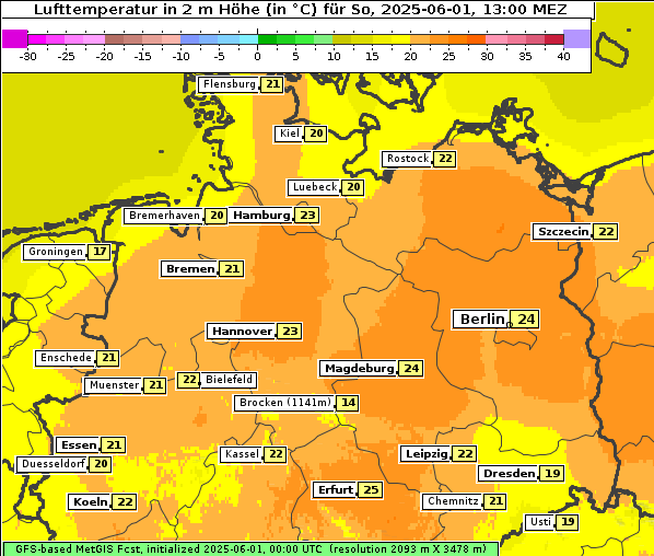 Temperatur, 1. 6. 2025