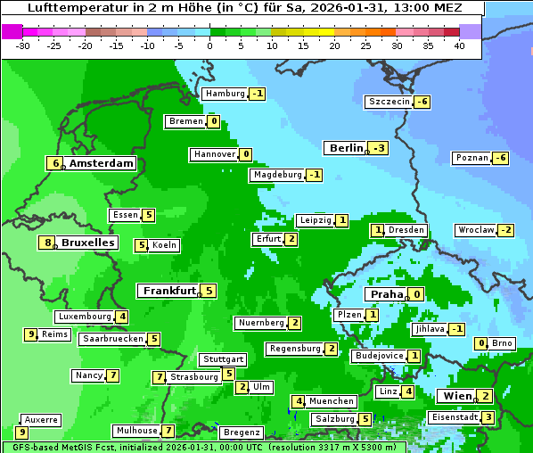 Temperatur, 31. 1. 2026