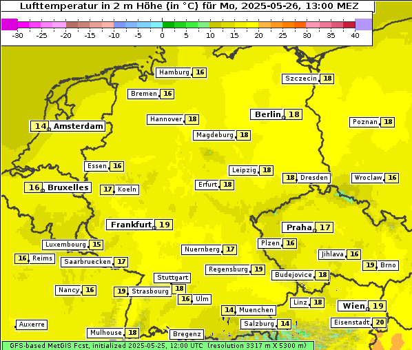 Temperatur, 26. 5. 2025
