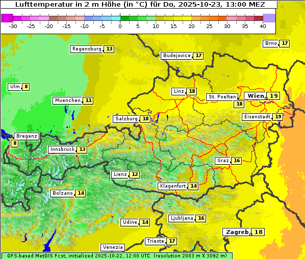 Temperatur, 23. 10. 2025
