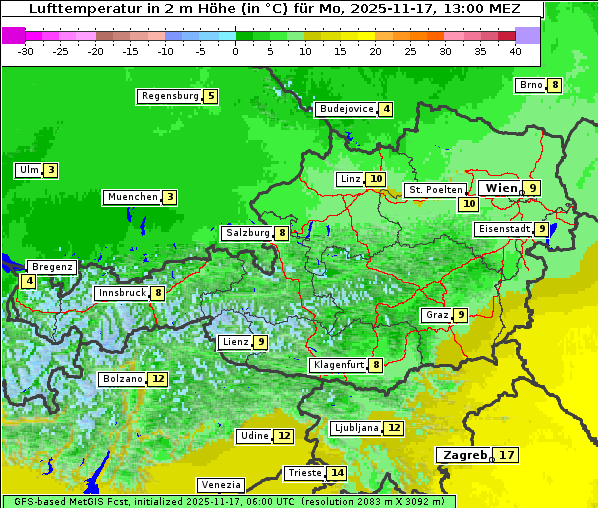 Temperatur, 17. 11. 2025