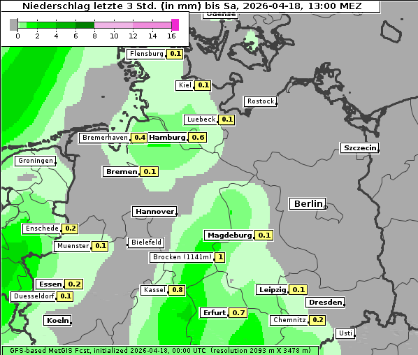Niederschlag, 18. 4. 2026