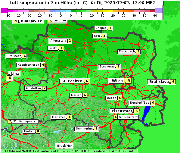 Temperatur, 2. 12. 2025