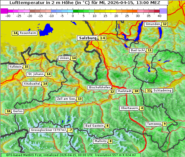 Temperatur, 15. 4. 2026