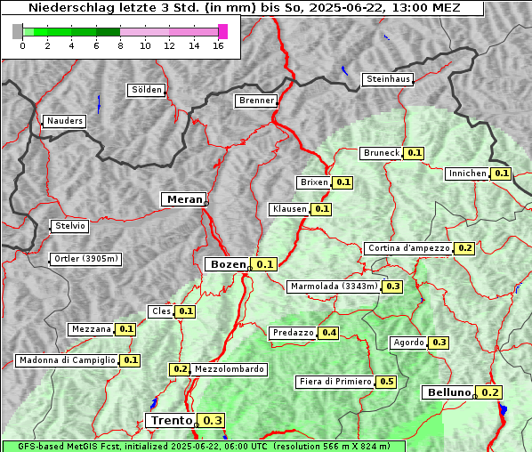 Niederschlag, 22. 6. 2025