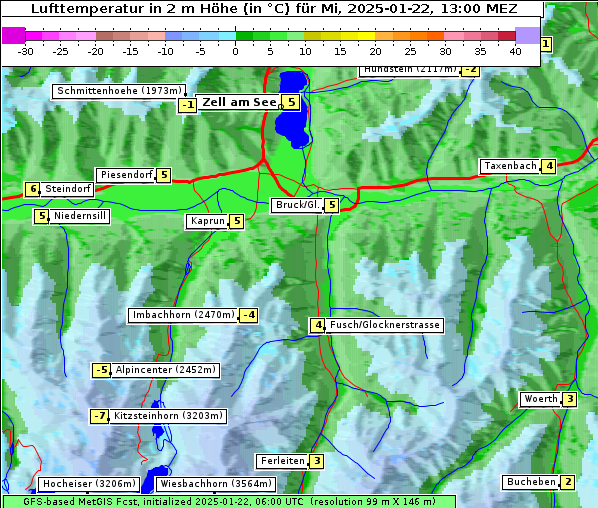 Temperatur, 22. 1. 2025