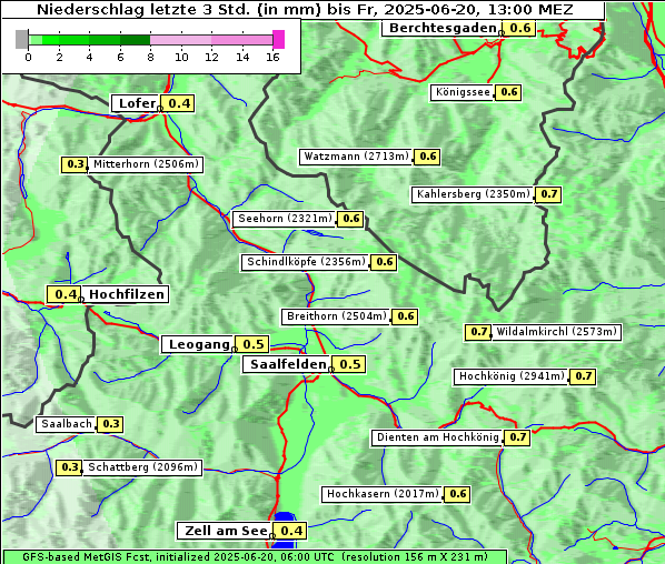 Niederschlag, 20. 6. 2025