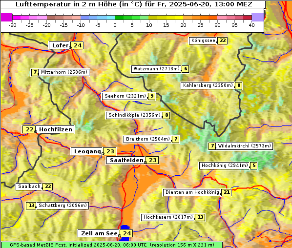Temperatur, 20. 6. 2025